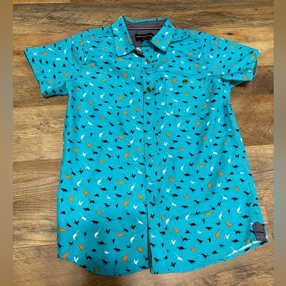 Distortion Boys’ Dinosaur Print Button-Up Shirt - Picture 2 of 6